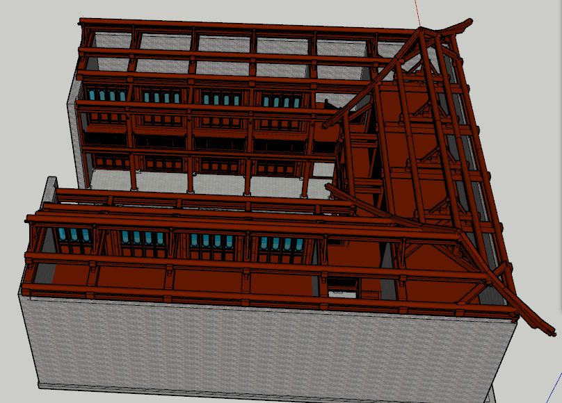  古建筑四合院su模型下载 