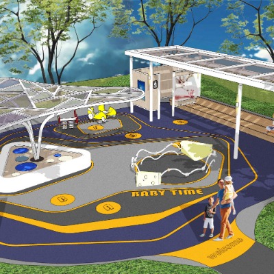  现代住宅小区儿童乐园su模型下载 