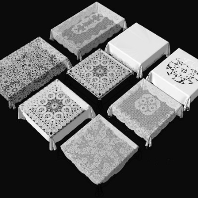  简欧蕾丝刺绣桌布su模型下载 