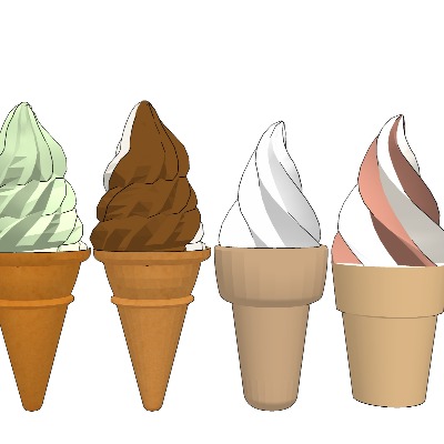  甜筒冰淇凌 雪糕美食su模型下载 