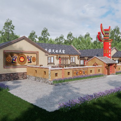  中式彝族乡村民房 彝族民宿建筑su模型下载 