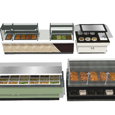  自助餐 快餐美食 取餐台su模型下载 