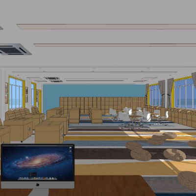  现代早教中心幼儿园su模型下载 