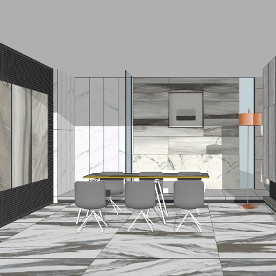  现代岩板瓷砖展厅su模型下载 