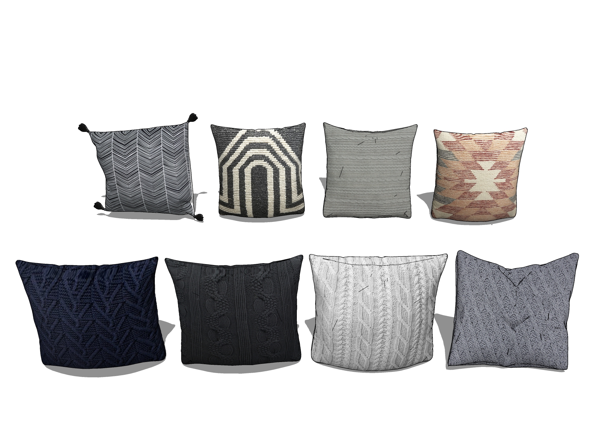  抱枕 枕头su模型下载 