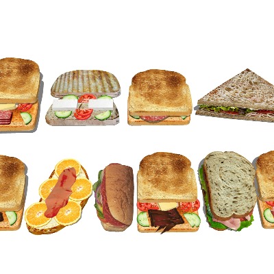  三明治吐司 面包美食su模型下载 