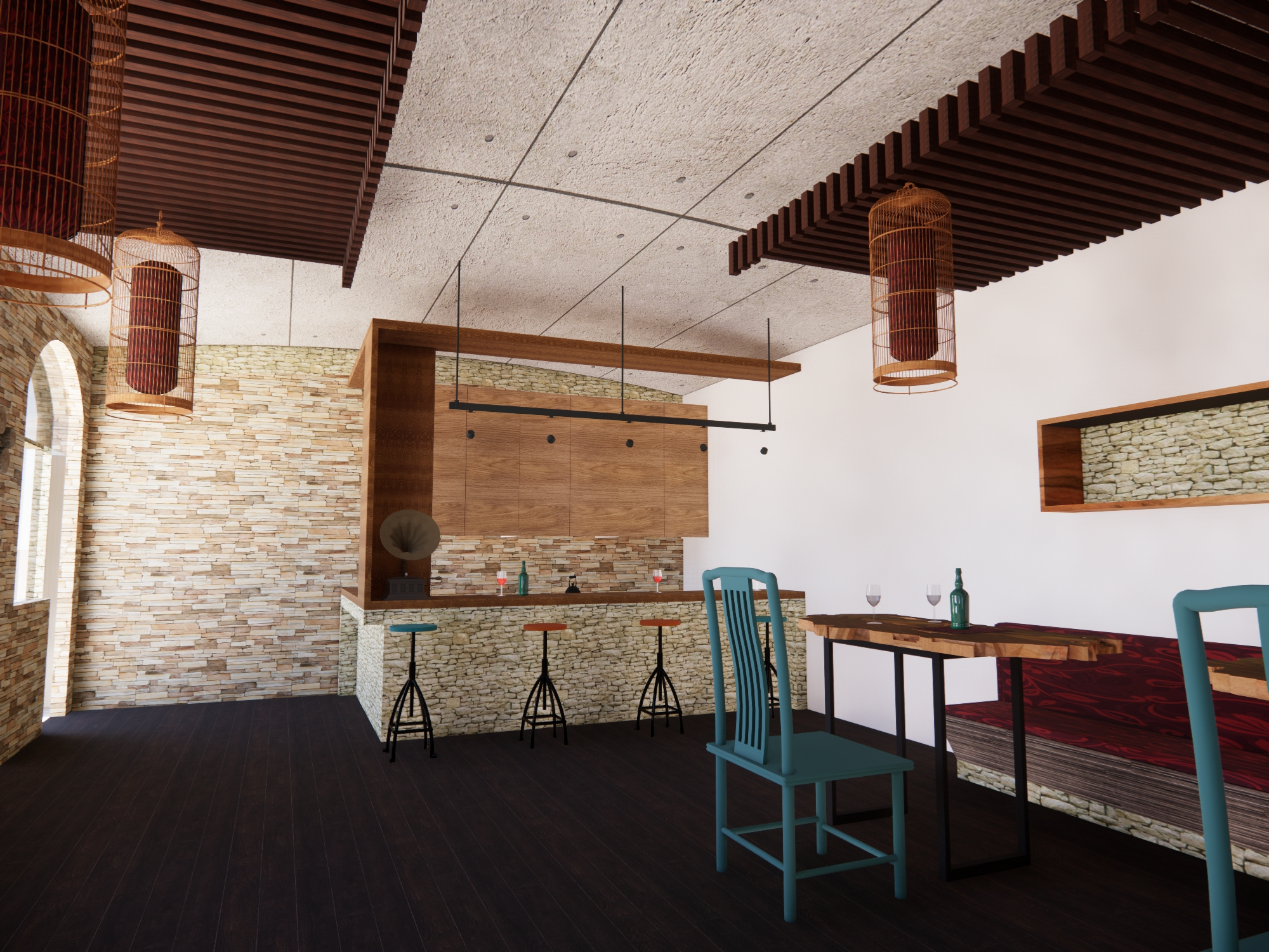  现代酒吧su模型下载 