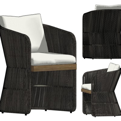  现代藤编户外椅su模型下载 