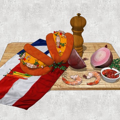  现代汉堡食品su模型下载 