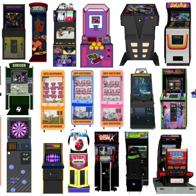  现代抓娃娃机游戏机su模型下载 