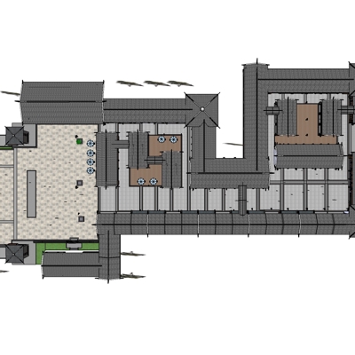  中式民俗古镇su模型下载 