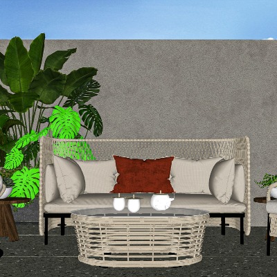  现代户外椅 户外沙发su模型下载 