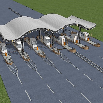  现代高速收费站su模型下载 