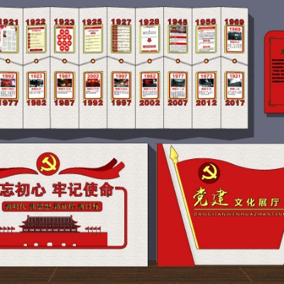  现代党建文化宣传栏su模型下载 