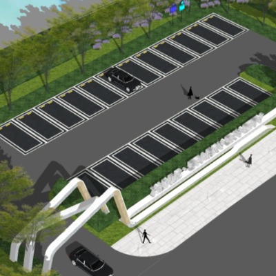  现代停车场su模型下载 