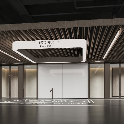  现代地下室停车场su模型下载 