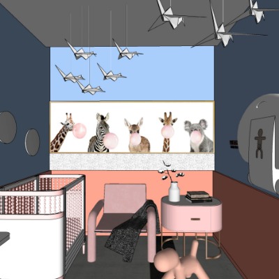  现代母婴室su模型下载 