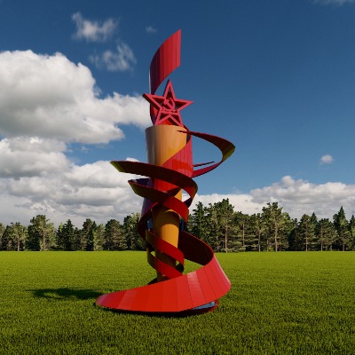  现代党建雕塑小品su模型下载 