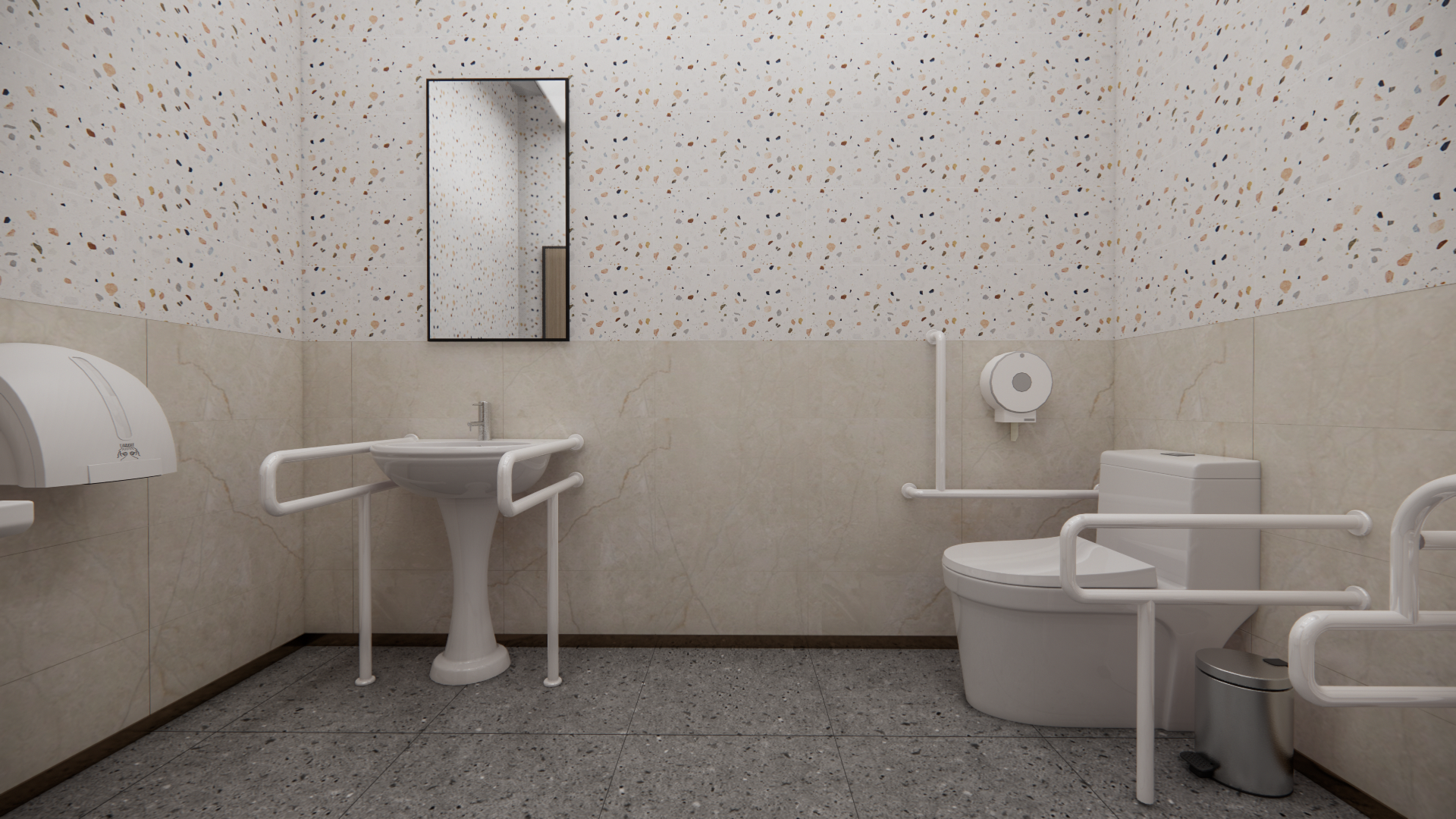  公共卫生间 无障碍卫生间su模型下载 