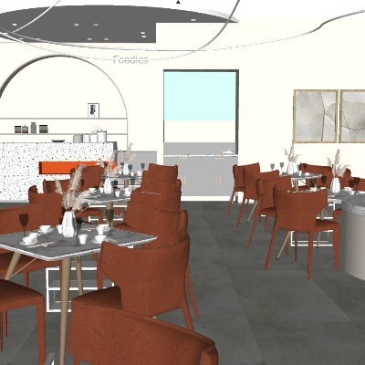  现代主题餐厅su模型下载 