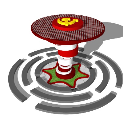  现代党建雕塑小品su模型下载 