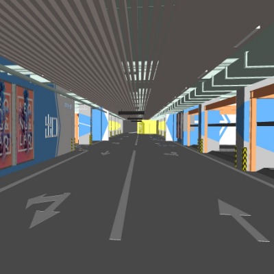  现代停车场地下车库su模型下载 