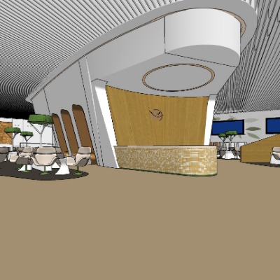  现代机场休息区su模型下载 