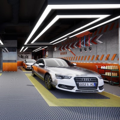  现代汽车修理店su模型 