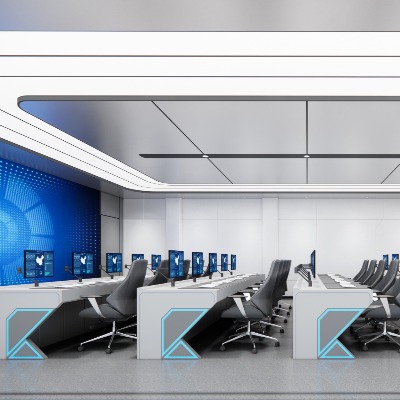  现代指挥中心控制室su模型下载 