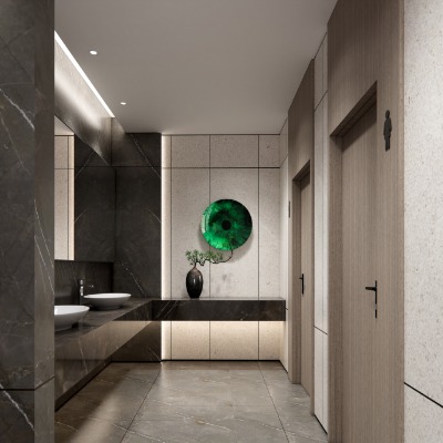  现代公共卫生间su模型下载 