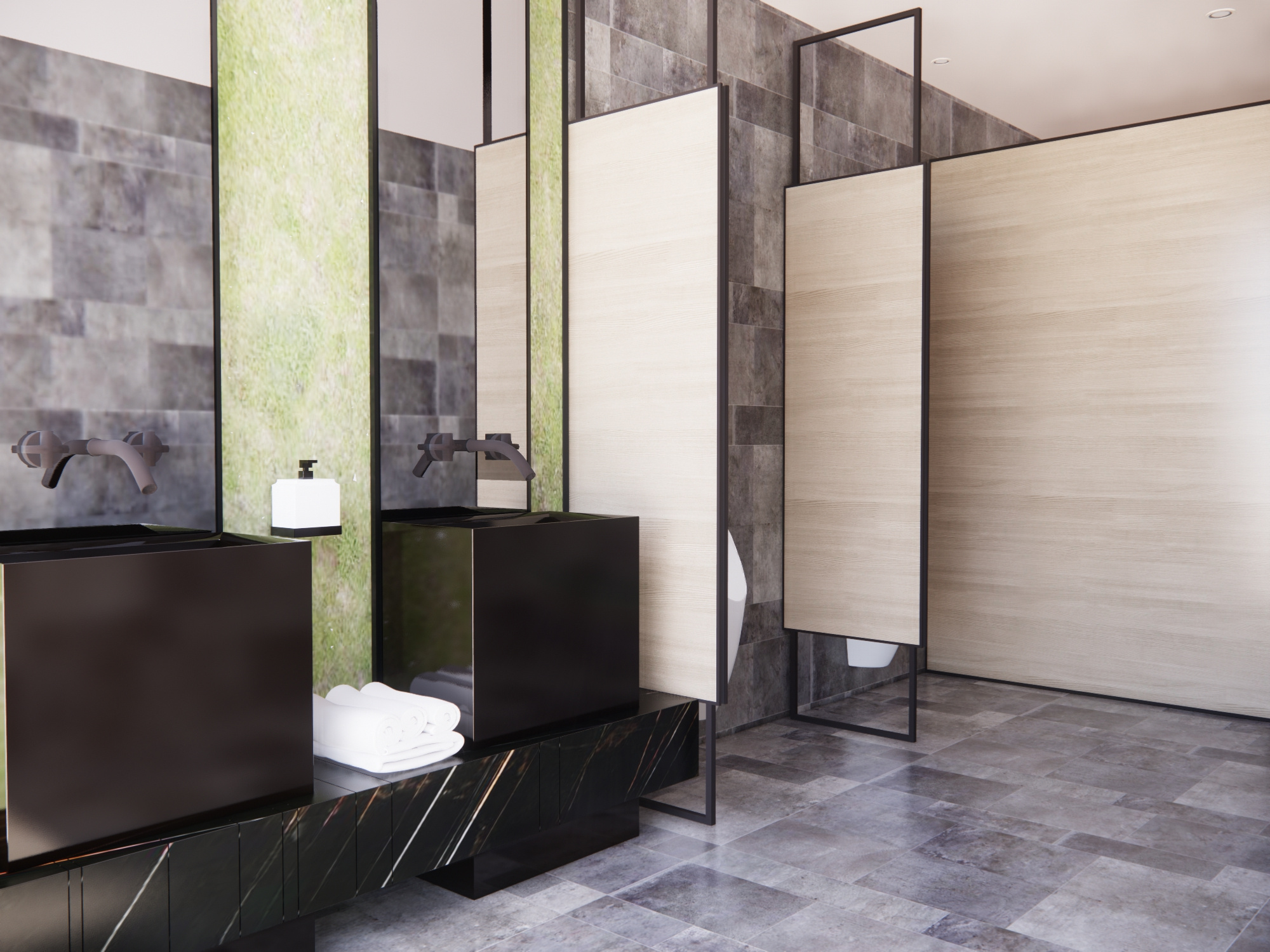  现代公共卫生间su模型下载 