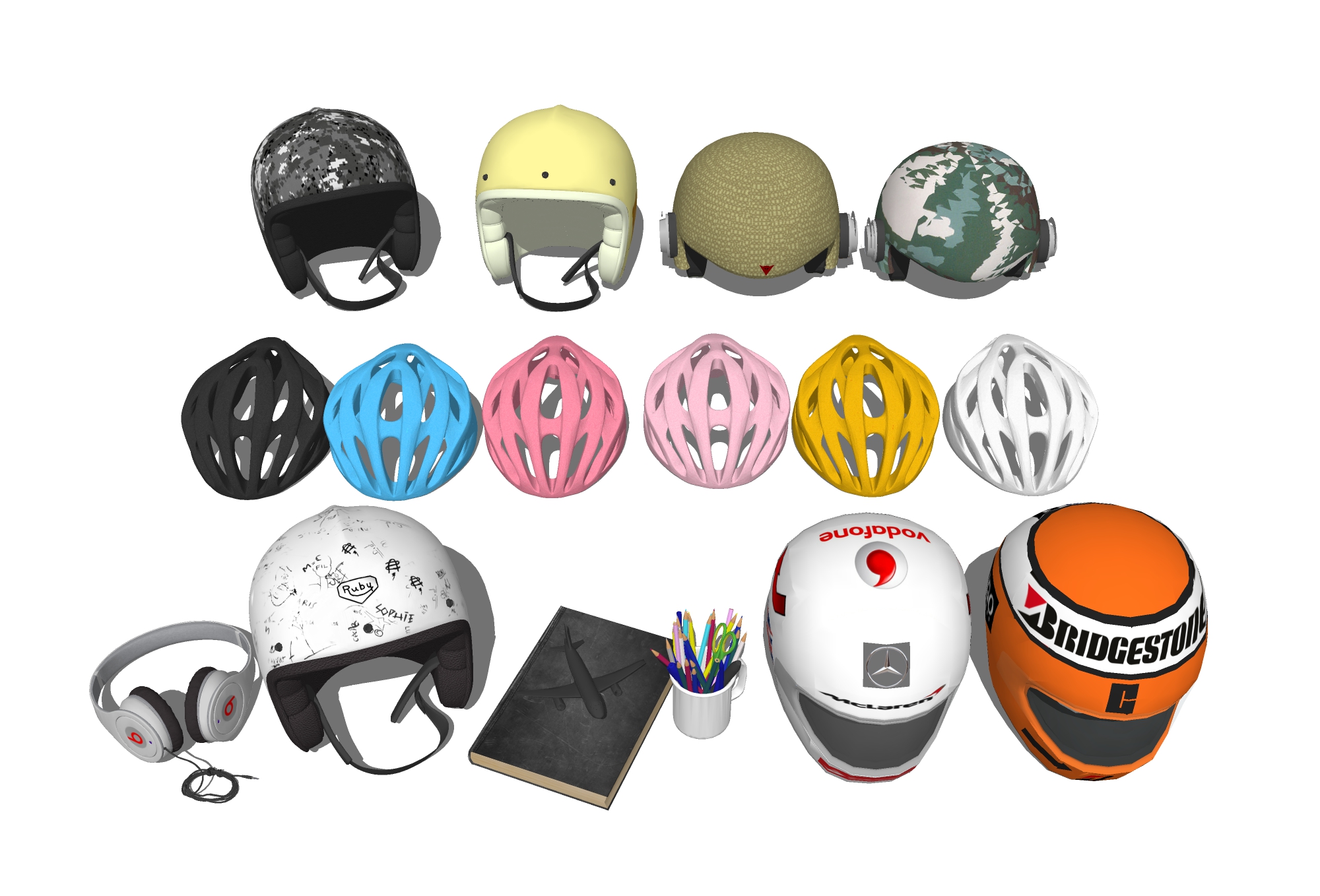  安全帽 机车头盔su模型下载 