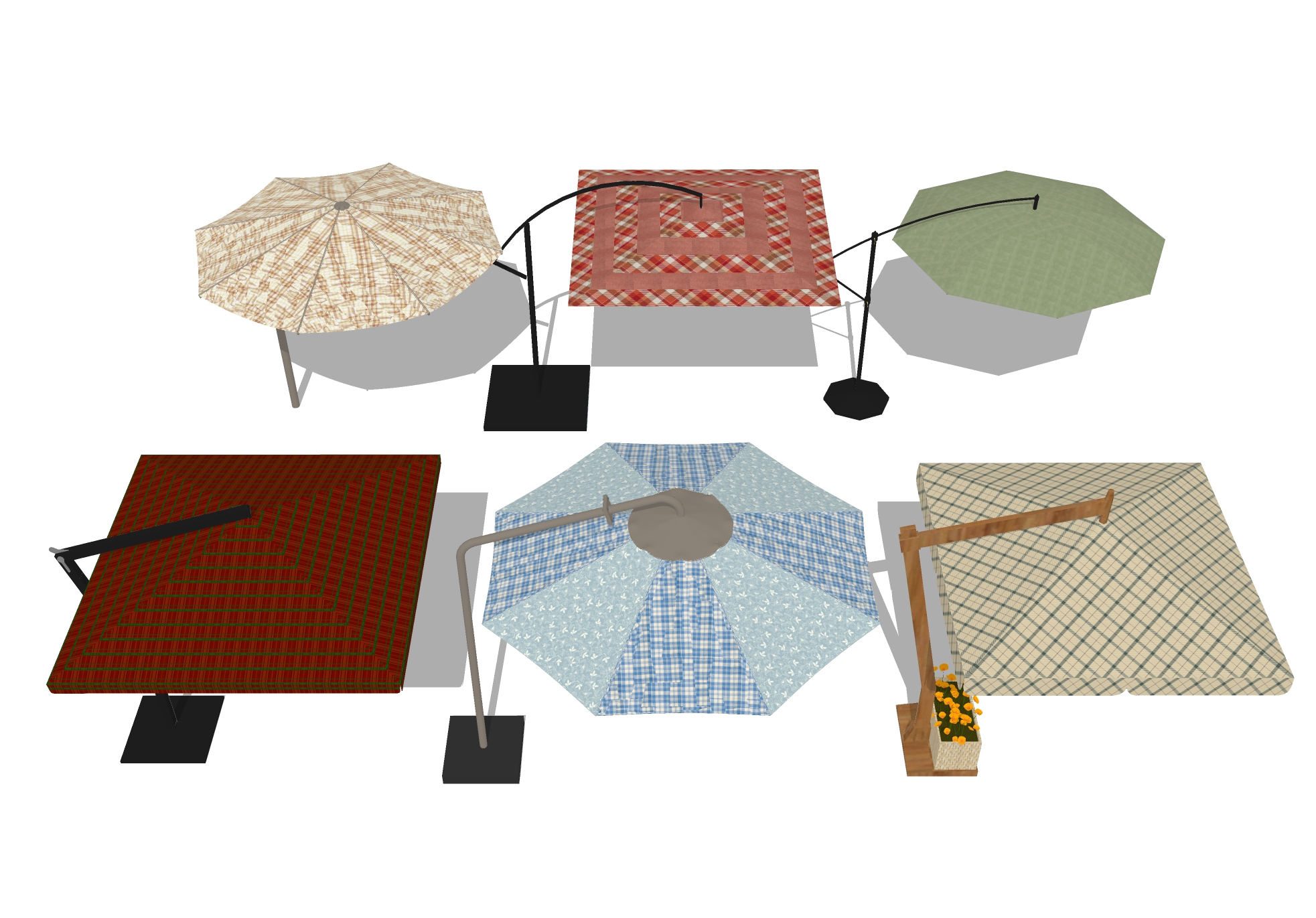  户外遮阳伞 遮阳挡雨棚su模型下载 