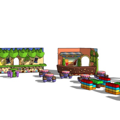  现代儿童主题餐厅su模型下载 