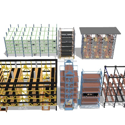  立体多次停车场su模型下载 