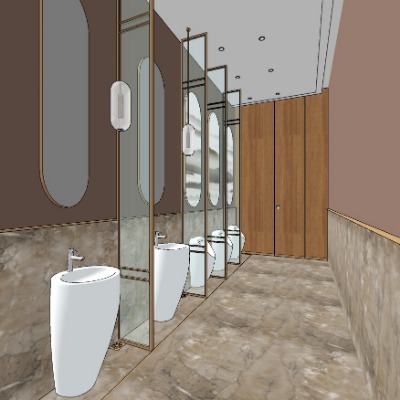  现代公共卫生间su模型下载 