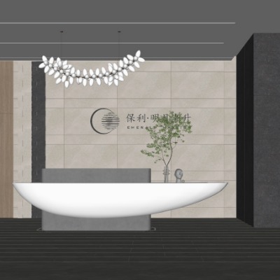  现代公司前台su模型下载 