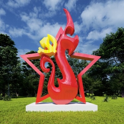  现代党建雕塑小品su模型下载 