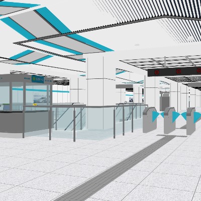 现代地铁站su模型下载 