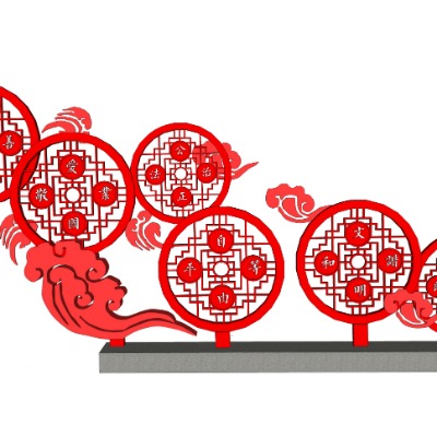  现代党建小品su模型下载 