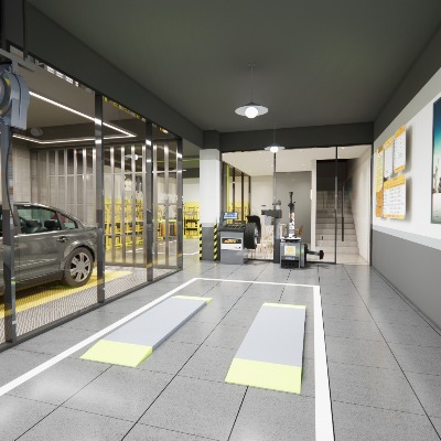  现代汽修店su模型下载 