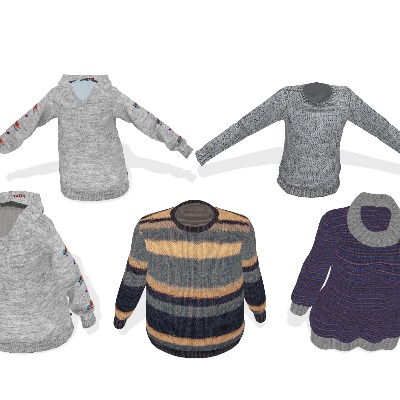  毛衣 针织衣 上衣服饰su模型下载 