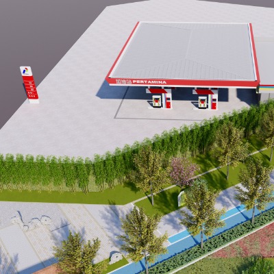  现代加油站su模型下载 