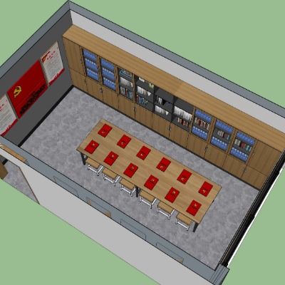  现代党建培训会议室su模型下载 