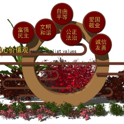  现代社会主义核心价值观宣传栏su模型下载 
