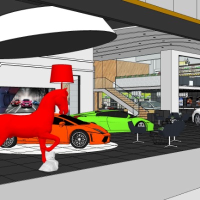  现代4S汽车修理中心su模型下载 