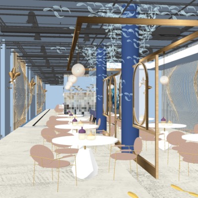  北欧主题餐厅su模型下载 