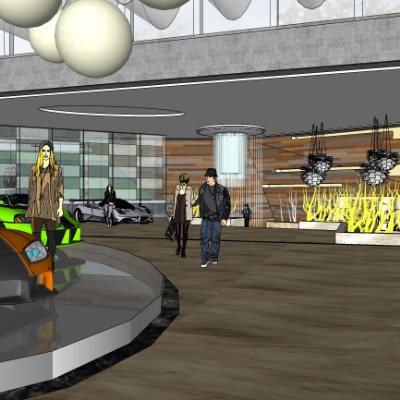  现代4S汽车修理中心su模型下载 