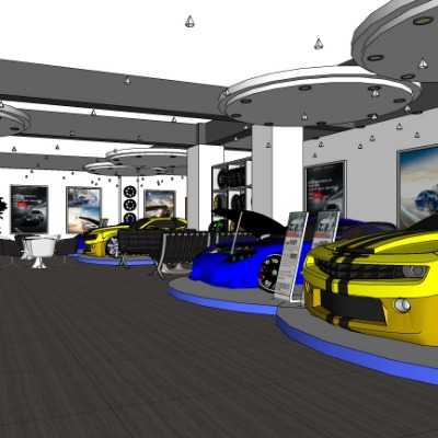  现代4S汽车修理中心su模型下载 