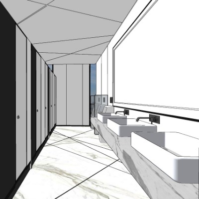  现代公共卫生间su模型下载 